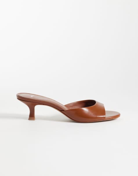 Mango heeled mules in brown - view 1