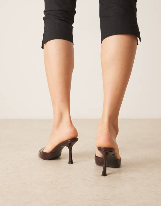 Mango heeled mules in cherry red