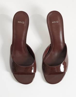 Mango Heeled Mules In Brown