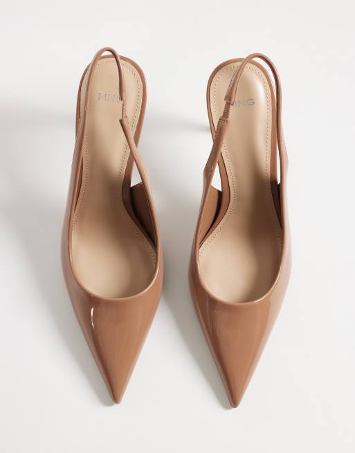 Mango heeled slingback court shoe in beige, 4 of 4