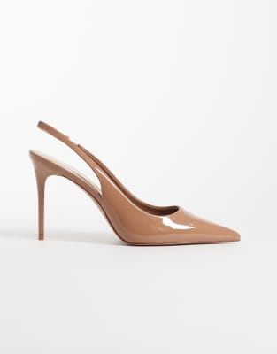 Mango Heeled Slingback Pumps In Brown