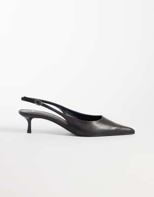 Mango Heeled Slingback Pumps In Black