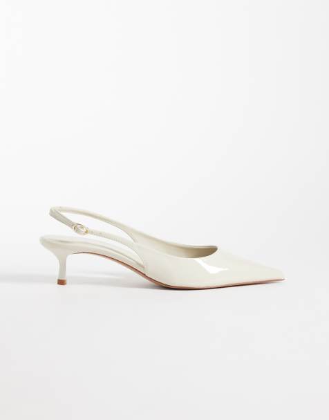 Mango heeled slingback pumps in ecru - view 1