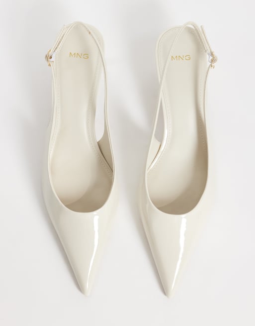 Mango heeled slingback pumps in ecru , 2 of 4