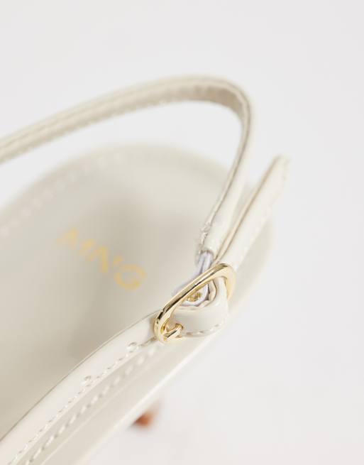Mango heeled slingback pumps in ecru , 3 of 4