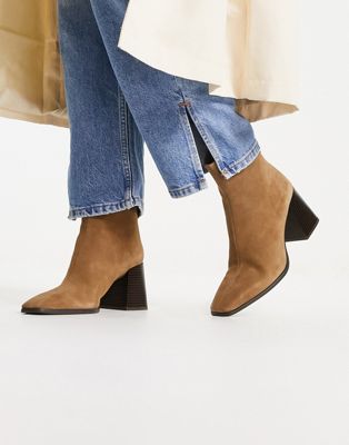 Mango heeled suede boot in brown