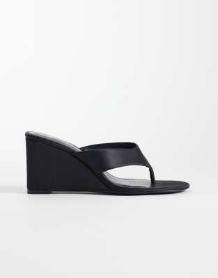 Mango Heeled Wedges In Black