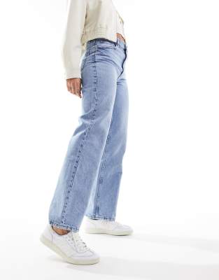 Mango - Hellgraue Jeans mit geradem Bein-Blau