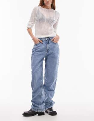 Mango - Hellgraue Jeans mit geradem Bein-Blau