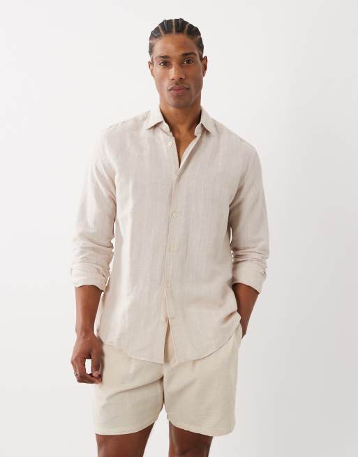 Mango – Hemd in Beige gestreift, 3 von 5