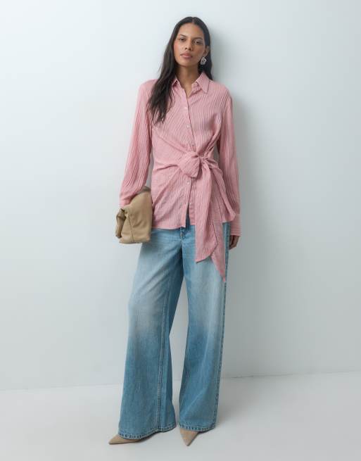 Mango Hemd mit Bindegürtel in Pink, 3 von 4