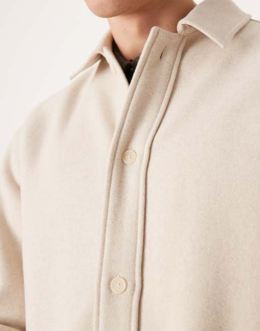 Mango – Hemdjacke aus Wollmix in Creme , 5 von 5