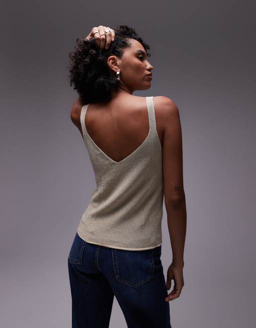 Mango Hemdje van lurex in goud ASOS