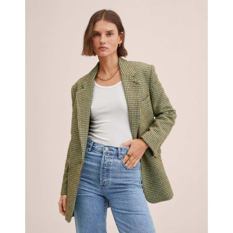 Mango pink check online blazer