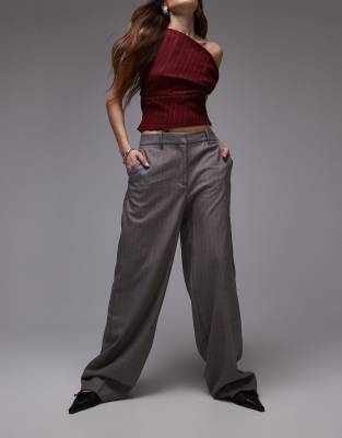 Mango Herringbone Stripe Trouser In Brown