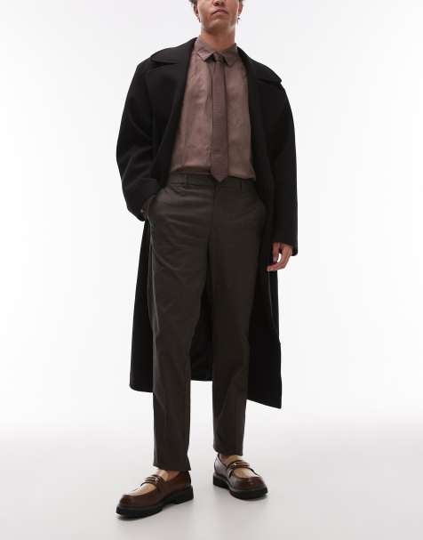 Mango herringbone tailored trouser in brown - view 1