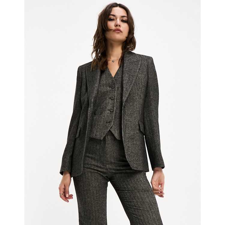 Mango herringbone wool blazer in grey Cra wallonieShops