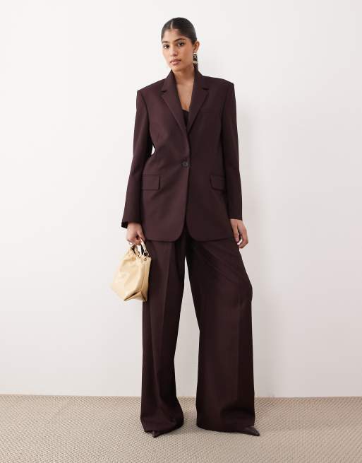 Mango Hidra blazer co-ord in fig, 2 of 4
