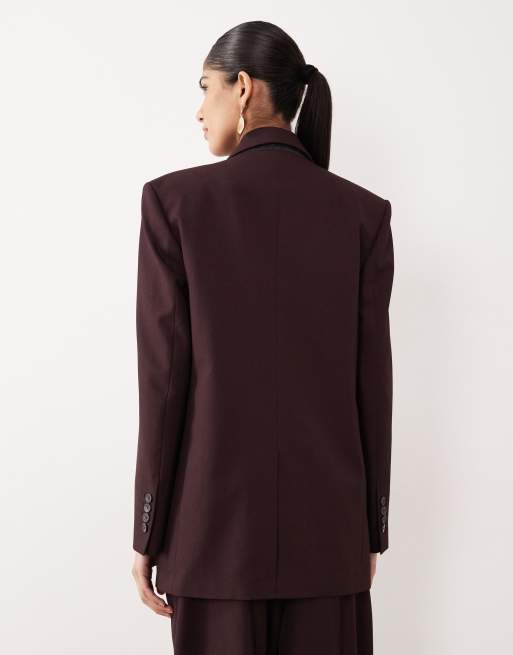 Mango Hidra blazer co-ord in fig, 3 of 4