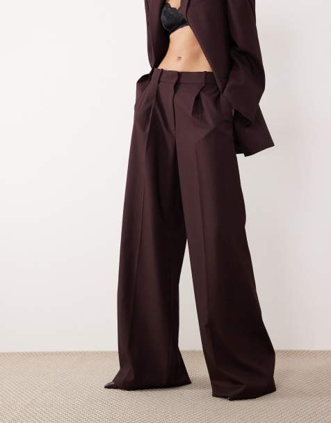 Mango Hidra high waist pleat front trouser co-ord in fig - view 1