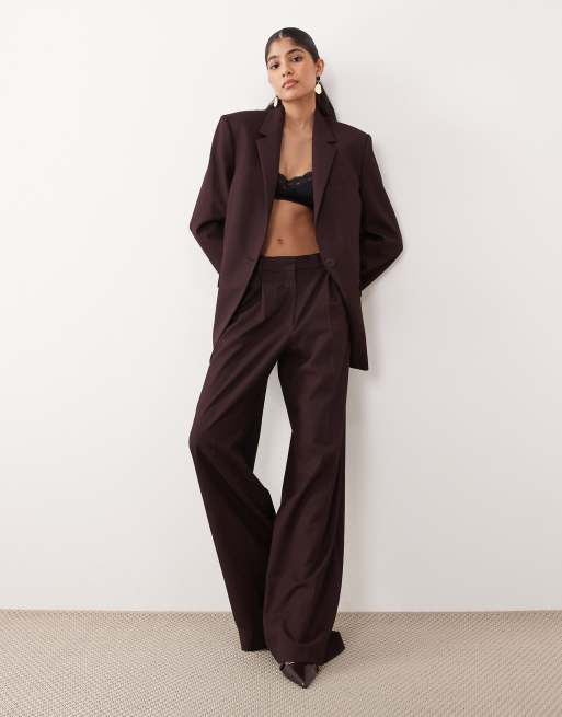 Mango – Hidra – Hose in Feigenlila mit hohem Bund und Bundfalten, Kombiteil, 2 von 5