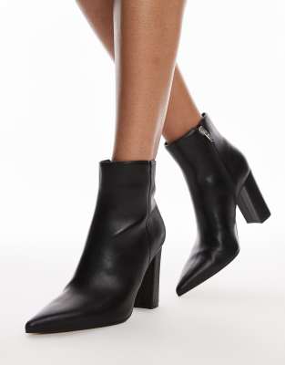 Mango High Heel Matte Ankle Boot In Black