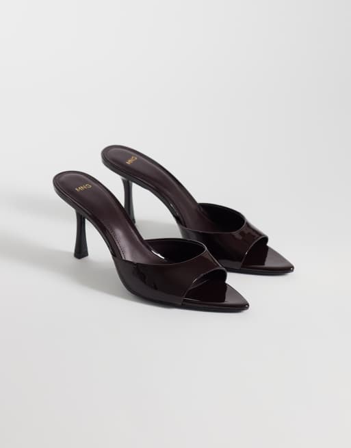 Mango high heeled mules in burgundy , 2 of 4