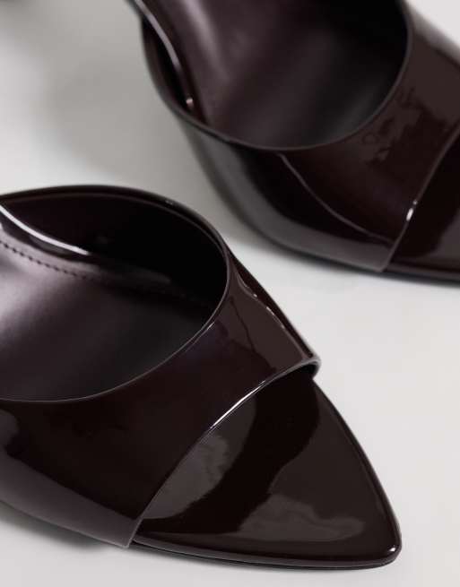 Mango high heeled mules in burgundy , 3 of 4