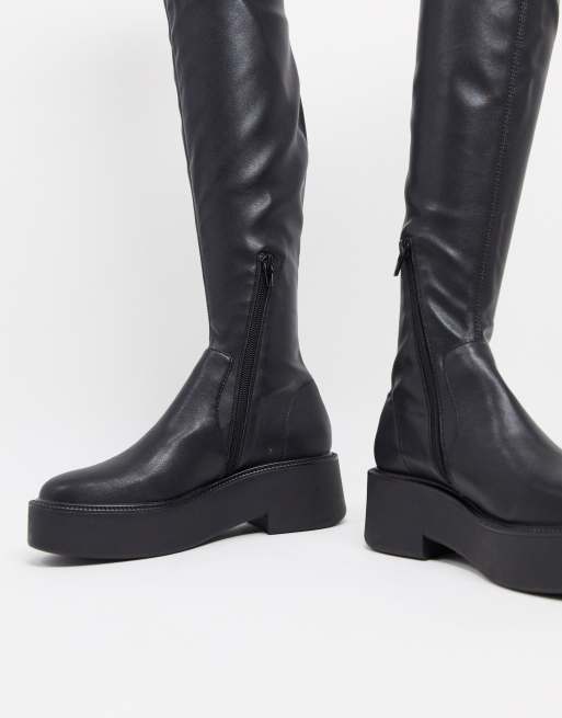 High leg hot sale flat boots