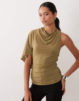 Mango High Neck Blouse In Green