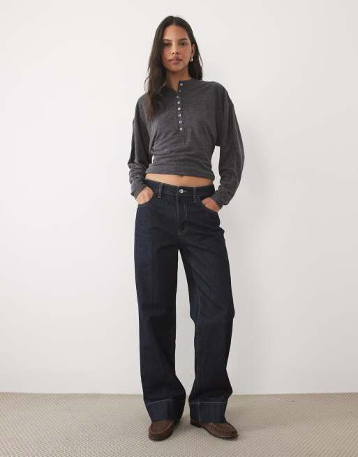 Mango high neck button detail knitted top in charcoal, 2 of 4