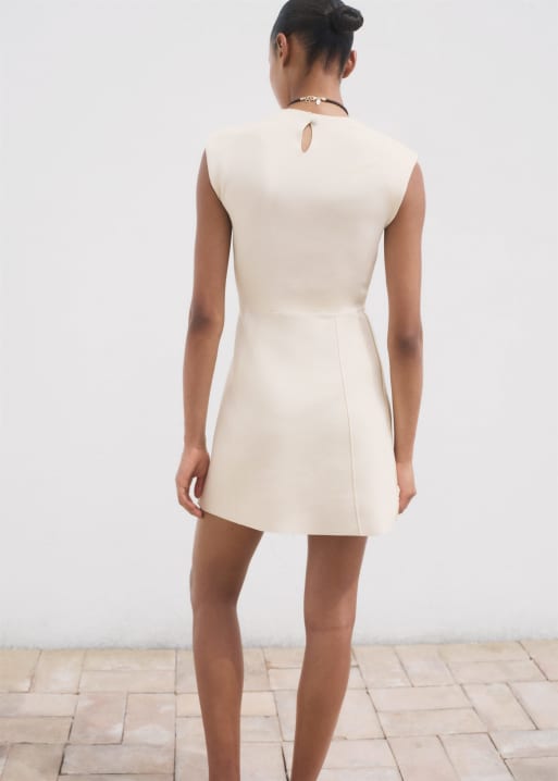 Mango high neck cap sleeve compact knit ini dress in winter white , 3 of 4