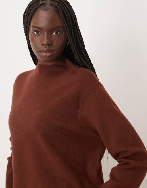 Mango high neck jumper in chocolate, 4 of 4