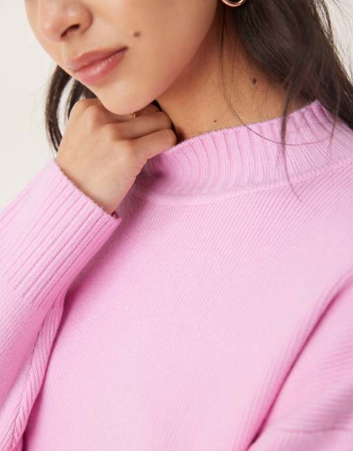 Mango high neck jumper in pastel pink, 2 of 4