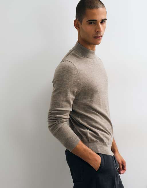 Mango high neck knit sweater in mushroom, 3 of 5
