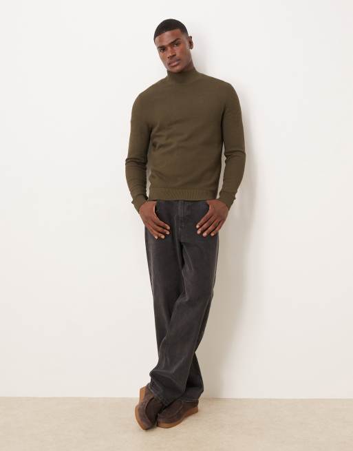 Mango high neck knitted jumper in green marl, 2 of 5
