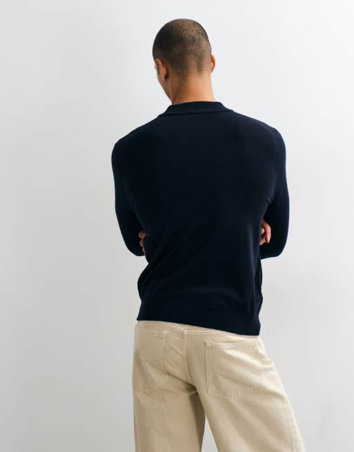 Mango high neck knitted jumper in navy, 5 of 5