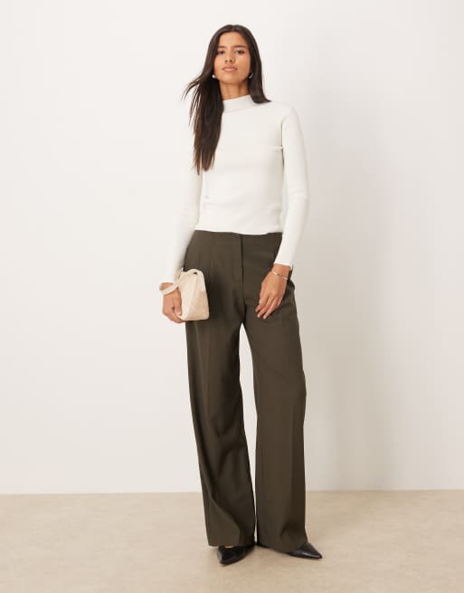 Mango high neck knitted long sleeve top in cream, 2 of 4