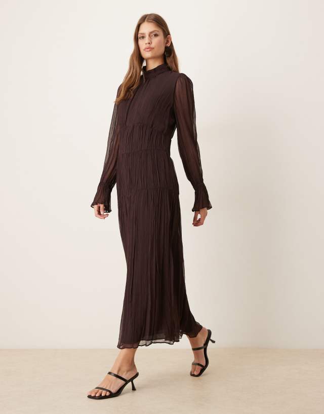 navy bodycon midi dress Berylove Women Work Asymmetrical Neck Ruched Business Dress with Slit Color:Charcoal inspired bodice with seamed Neckline: mock_neck Rustic Brown Wood Industrial
