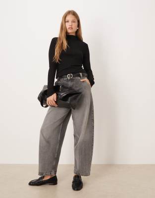Mango High Neck Long Sleeve Top In Black