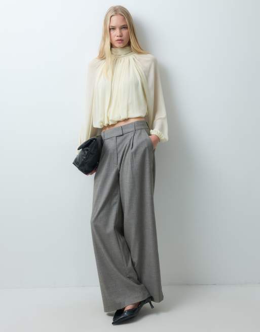 Mango high neck puff sleeve blouse in off white, 2 of 4