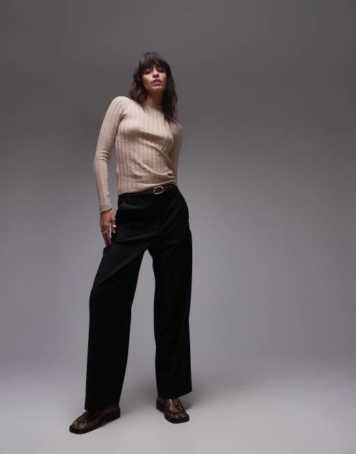 Mango high neck ribbed knitted top in beige, 2 of 4