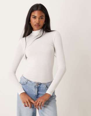 Mango High Neck Second Skin Top In White