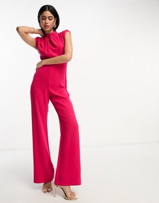Mango high neck sleeveless jumpsuit In bright pink  - ASOS Price Checker