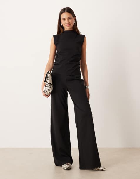 Mango high neck sleeveless top & trouser co-ord in black - view 1