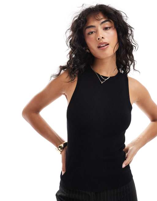 Mango high neck sleeveless vest in black ASOS