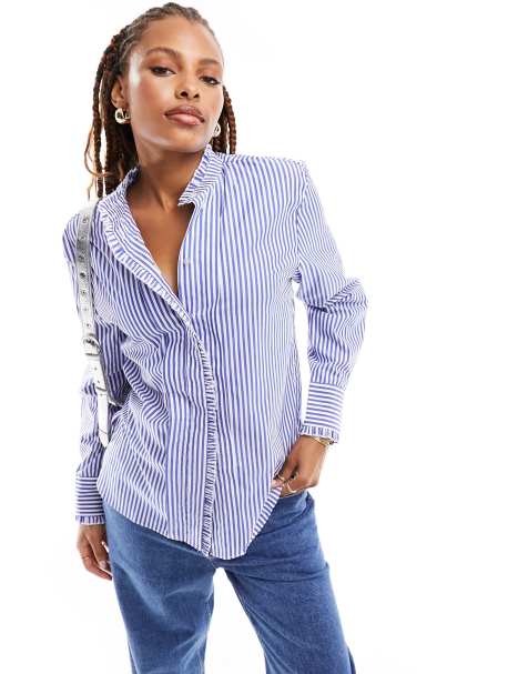 Striped dress outlet shirt womens