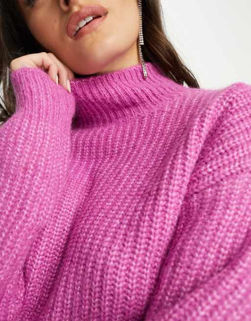 Bright pink polo neck hot sale jumper