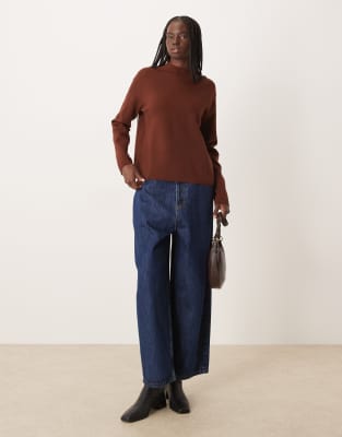 Mango High Neck Sweater In Brown
