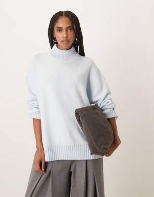 Mango high neck sweater in pale blue pale blue